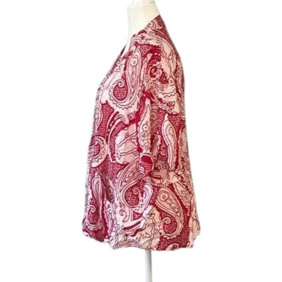 Pre-Loved Red and White Paisley Kimono Cardigan (Size S/M) - Picture 2 of 7
